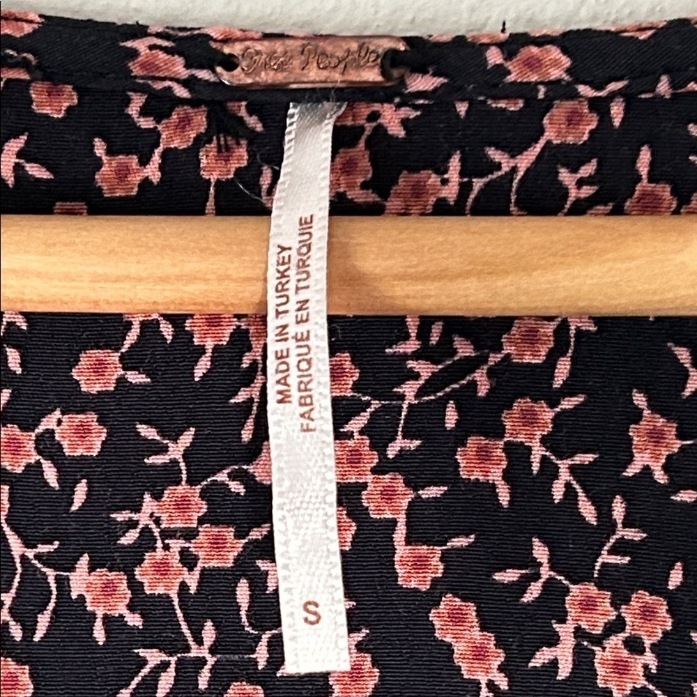 Free People Tunic Mini Dress Or Top Floral Tie Wrap Front Sz S - Picture 2 of 14